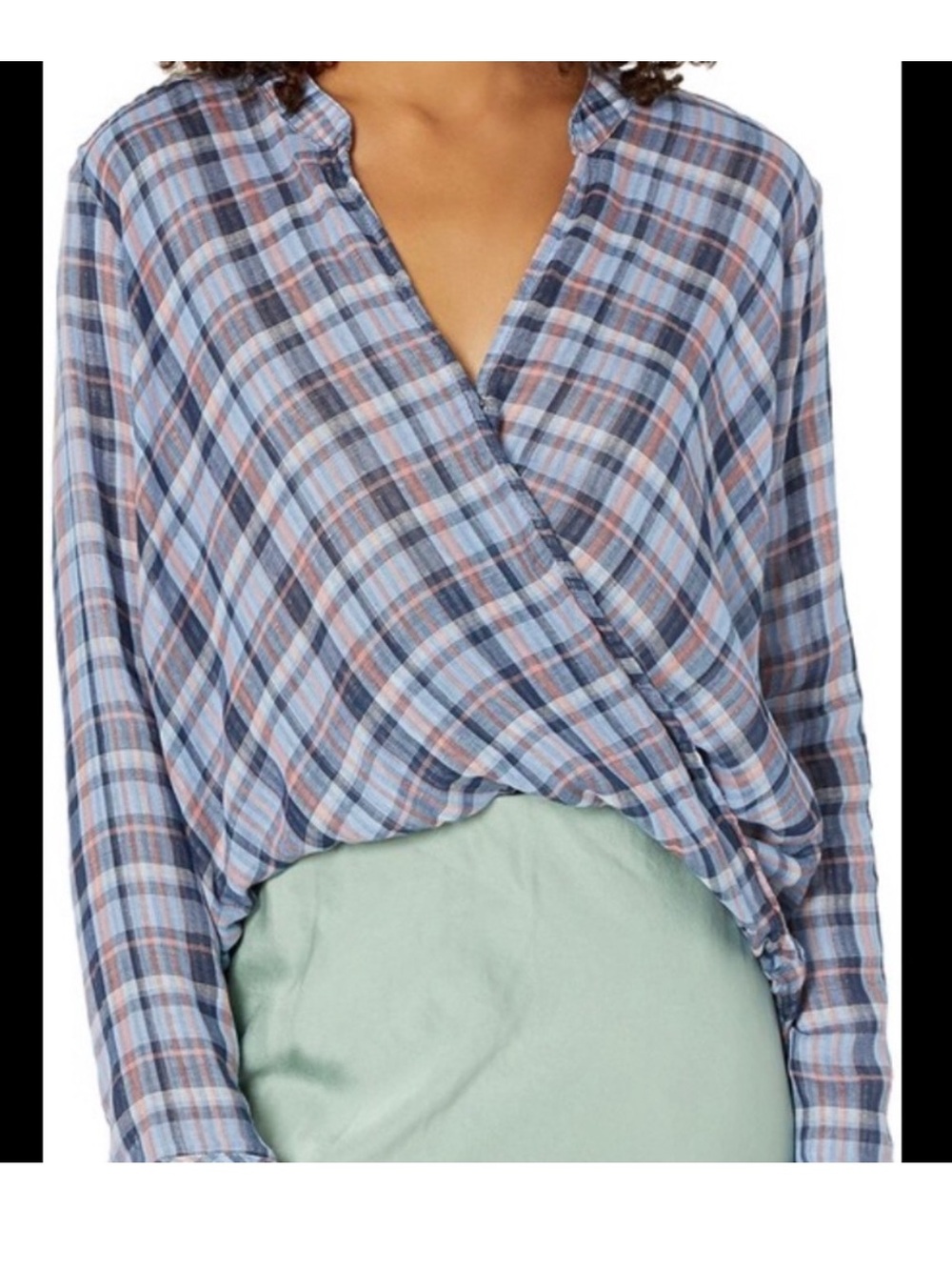 NWT Splendid plaid faux wrap top